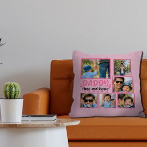 Personalized Throw Pillow For Dad – Daddy Hugs and Kisses Gift