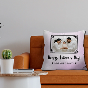 Happy Father's Day Custom Throw Pillow – Vintage Frame Photo