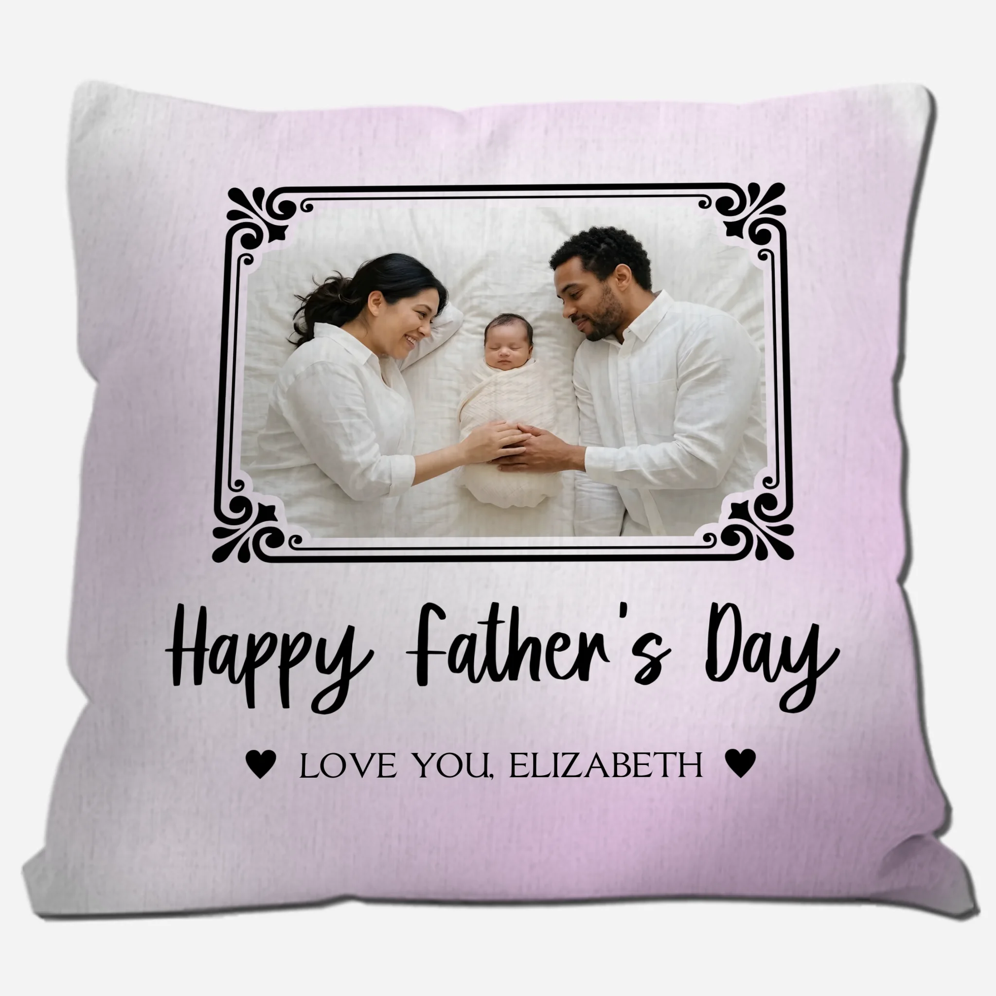 Happy Father's Day Custom Throw Pillow – Vintage Frame Photo