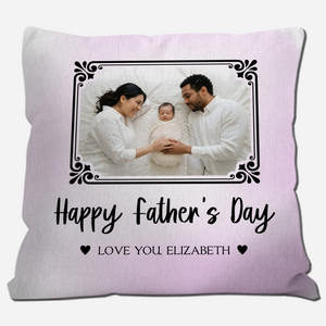 Happy Father's Day Custom Throw Pillow – Vintage Frame Photo