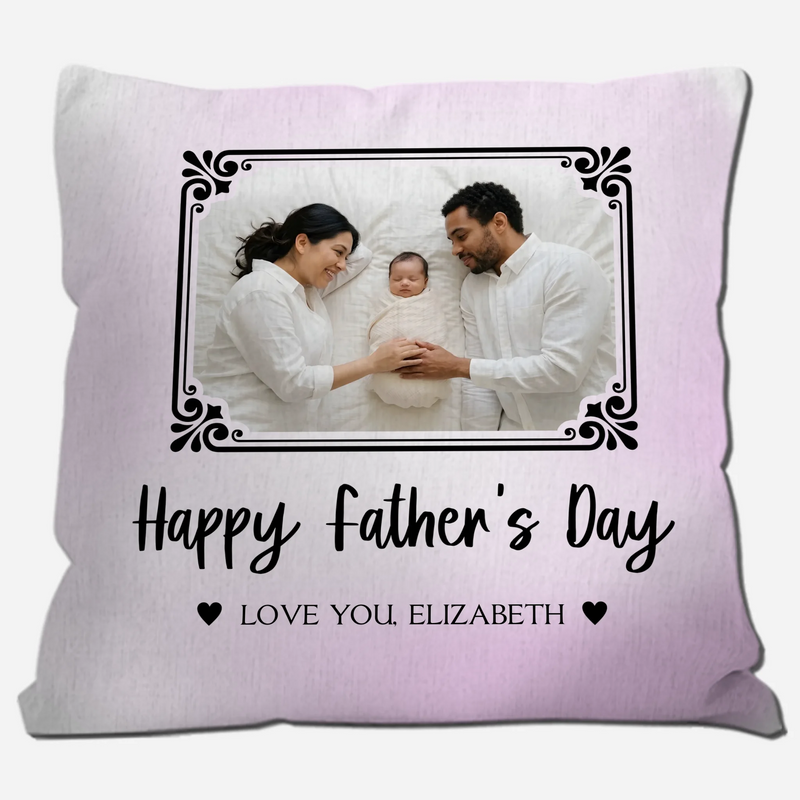 Happy Father's Day Custom Throw Pillow – Vintage Frame Photo
