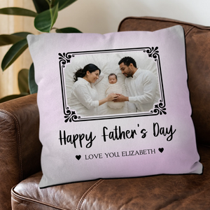 Happy Father's Day Custom Throw Pillow – Vintage Frame Photo