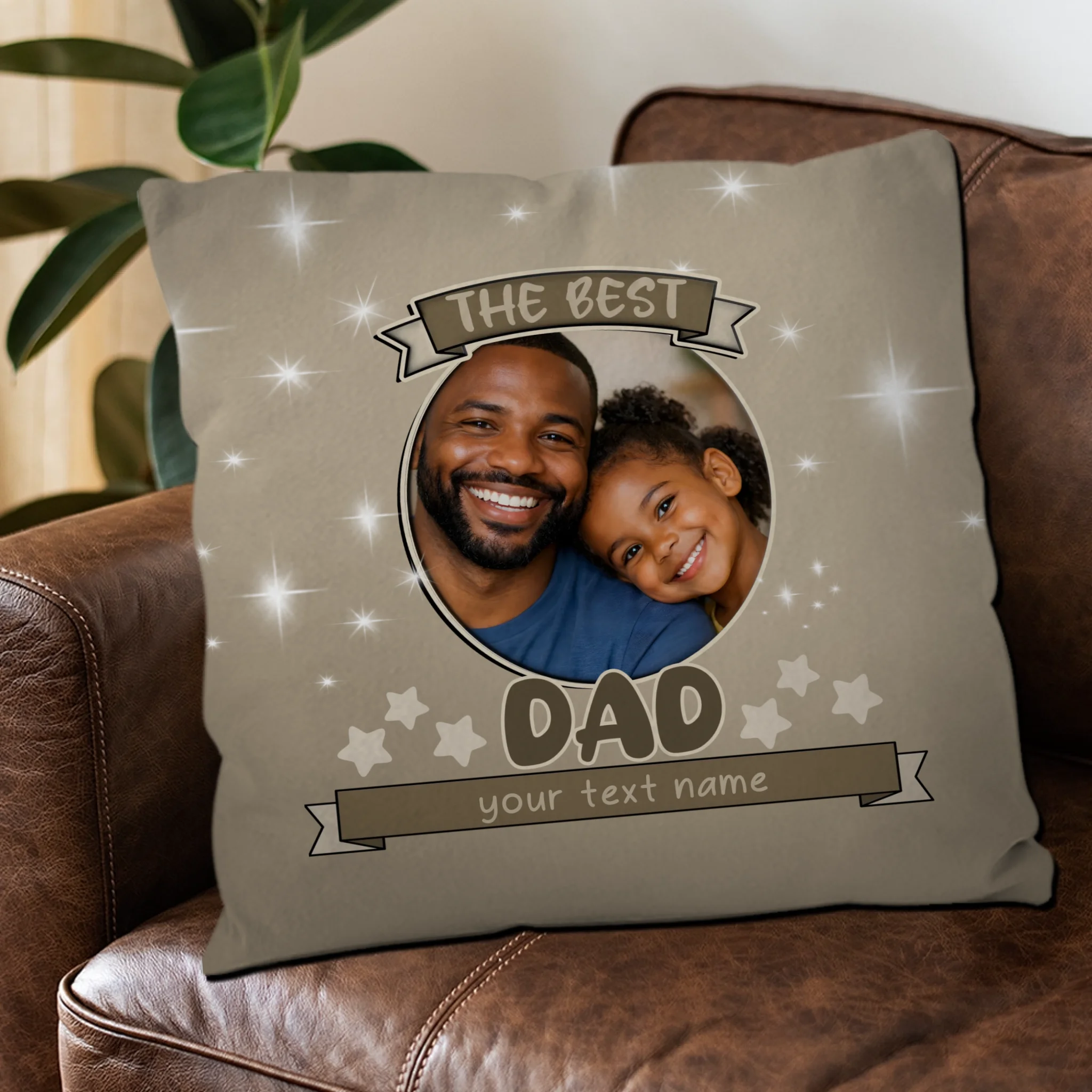 Customized Circular Picture Pillow – The Best Dad Unique Gift