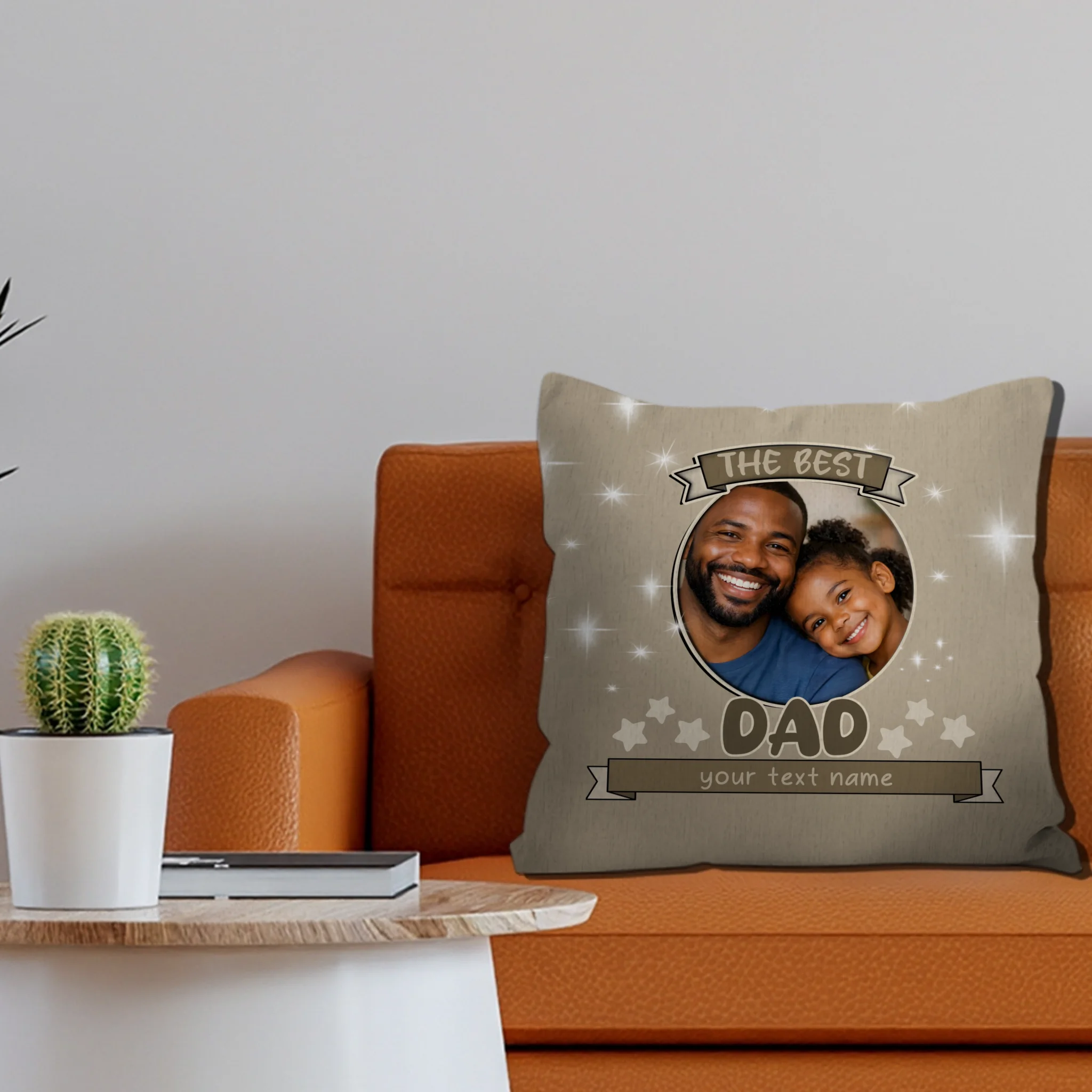 Customized Circular Picture Pillow – The Best Dad Unique Gift