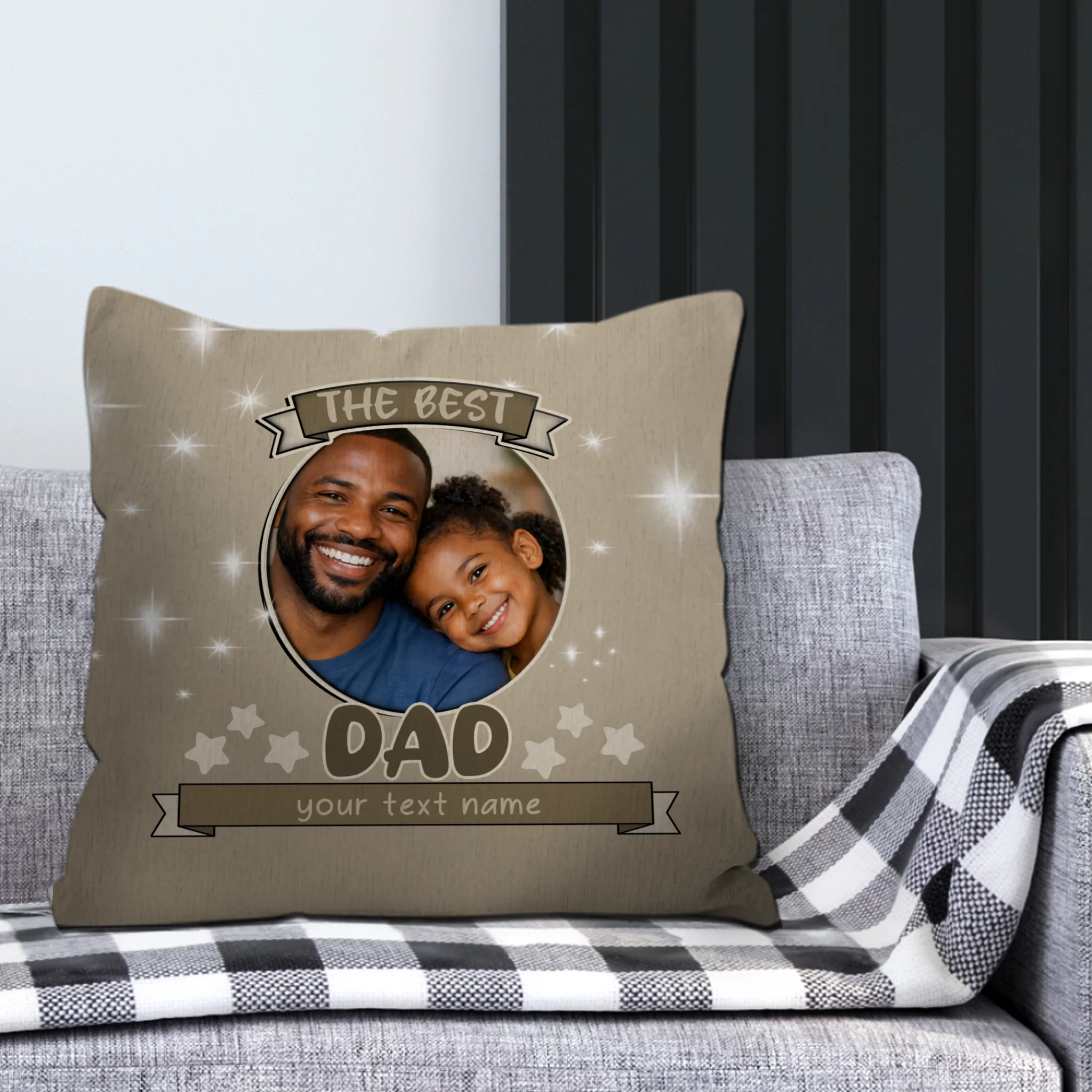 Customized Circular Picture Pillow – The Best Dad Unique Gift