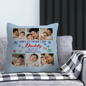 Happy 1st Father's Day – Photo Personalized Throw Pillow Gift For Daddy