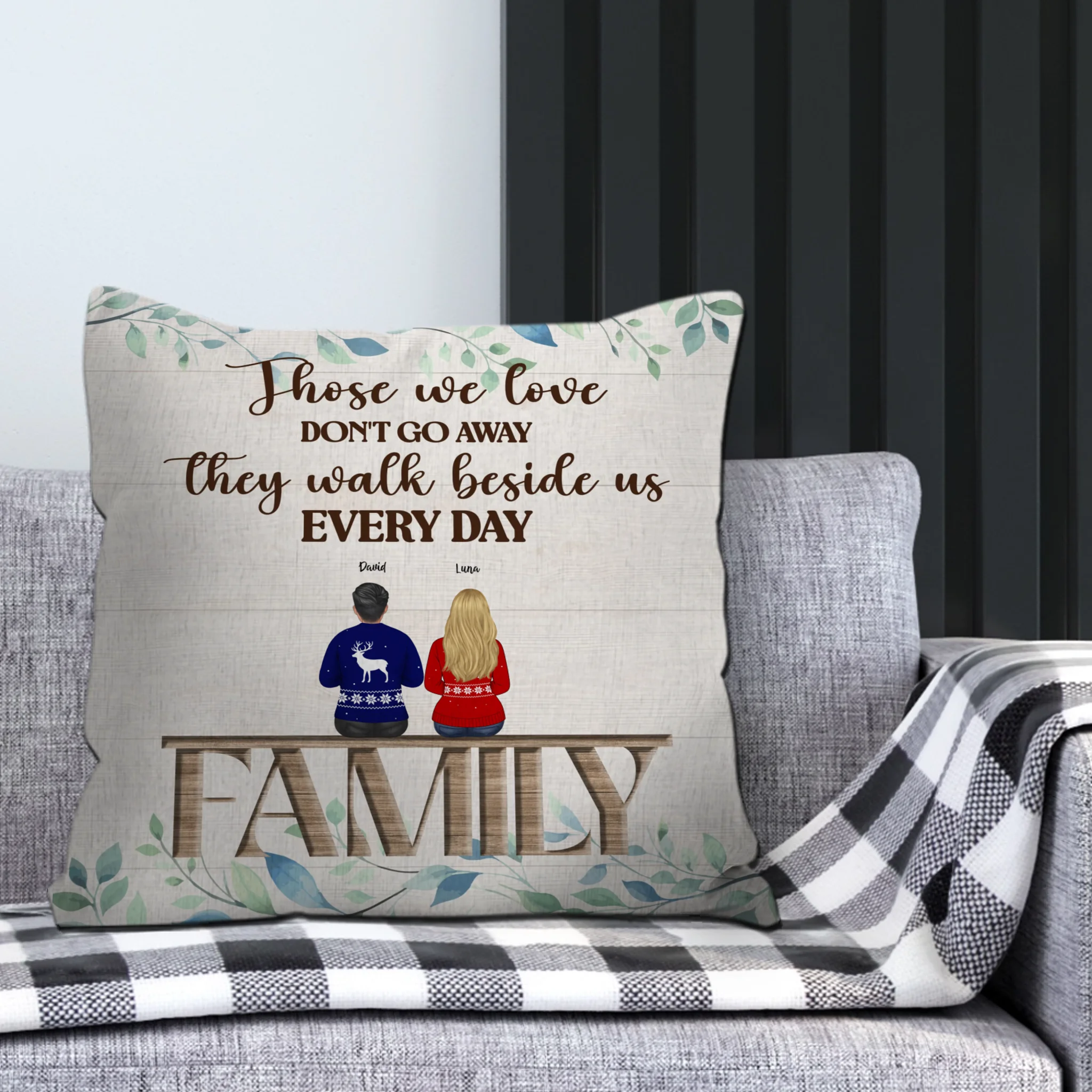 Those We Love Walk Beside Us – In Loving Memory Bespoke Name Pillow