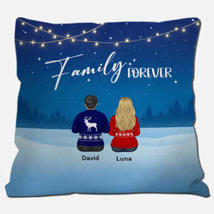 Family Forever Winter Night Throw Pillow – Personalized Special Gift