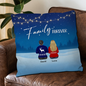 Family Forever Winter Night Throw Pillow – Personalized Special Gift