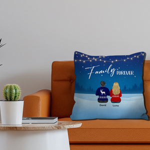 Family Forever Winter Night Throw Pillow – Personalized Special Gift