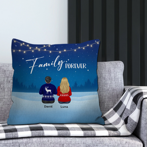 Family Forever Winter Night Throw Pillow – Personalized Special Gift