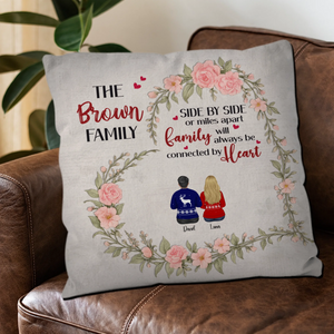 Customized Pink Rose Heart Wreath Pillow – Side by Side Family Unique Present