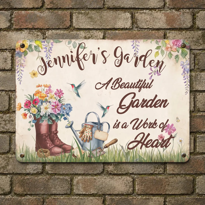 Personalized Garden Metal Sign – Vintage Flower Plaque Gift