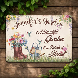 Personalized Garden Metal Sign – Vintage Flower Plaque Gift
