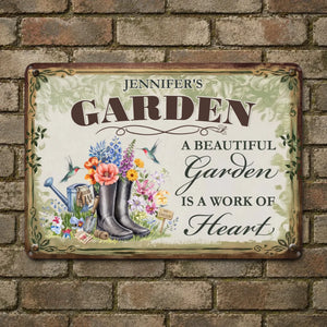 Customized Garden Metal Signs – Garden Is A Work of Heart Unique Plaque