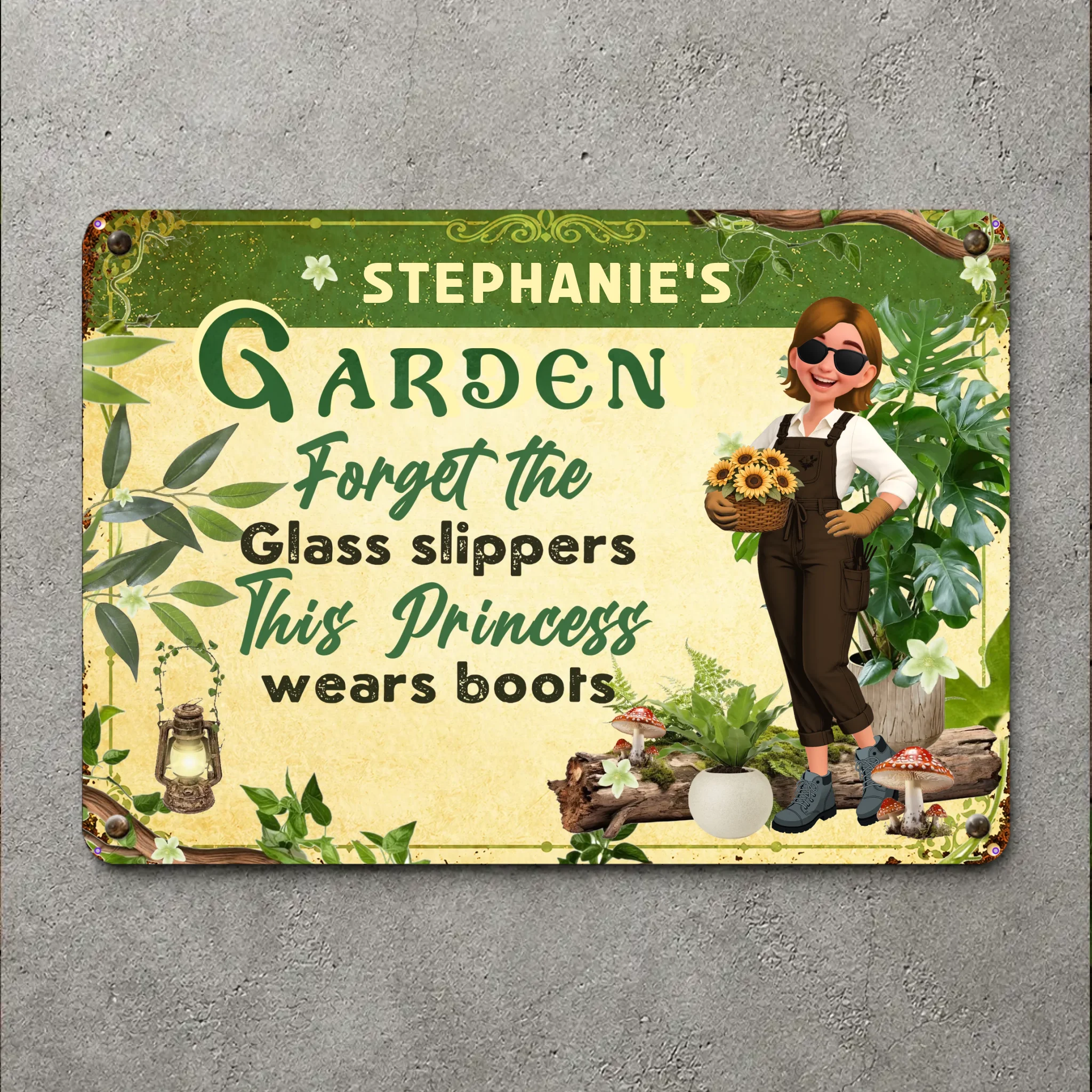 This Princess Wears Boots Metal Signs – Custom Garden Princess Gift