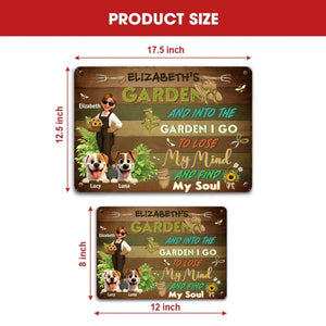 Into The Garden I Go Metal Signs – Personalized With Two Dogs Present
