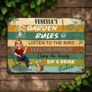 Bespoke Garden Rules Metal Signs – Listen To The Bird Plaque Gift