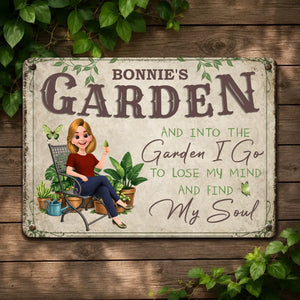 Unique Custom Metal Signs – Cozy Sitting Girl Butterfly Gift For Gardeners