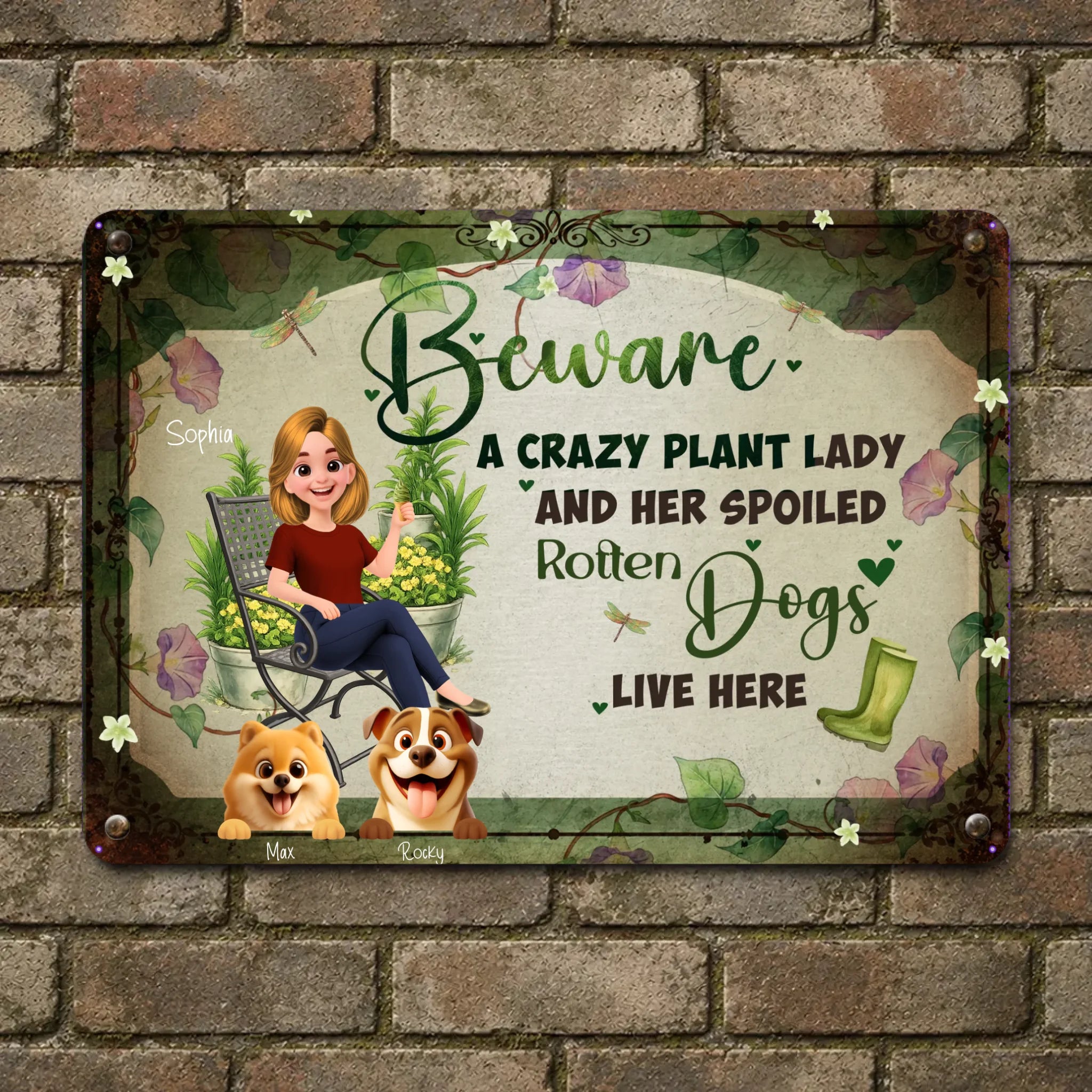 Customized Purple Morning Glory Yard Decor – Funny Outdoor Wall Metal Signs For Gift