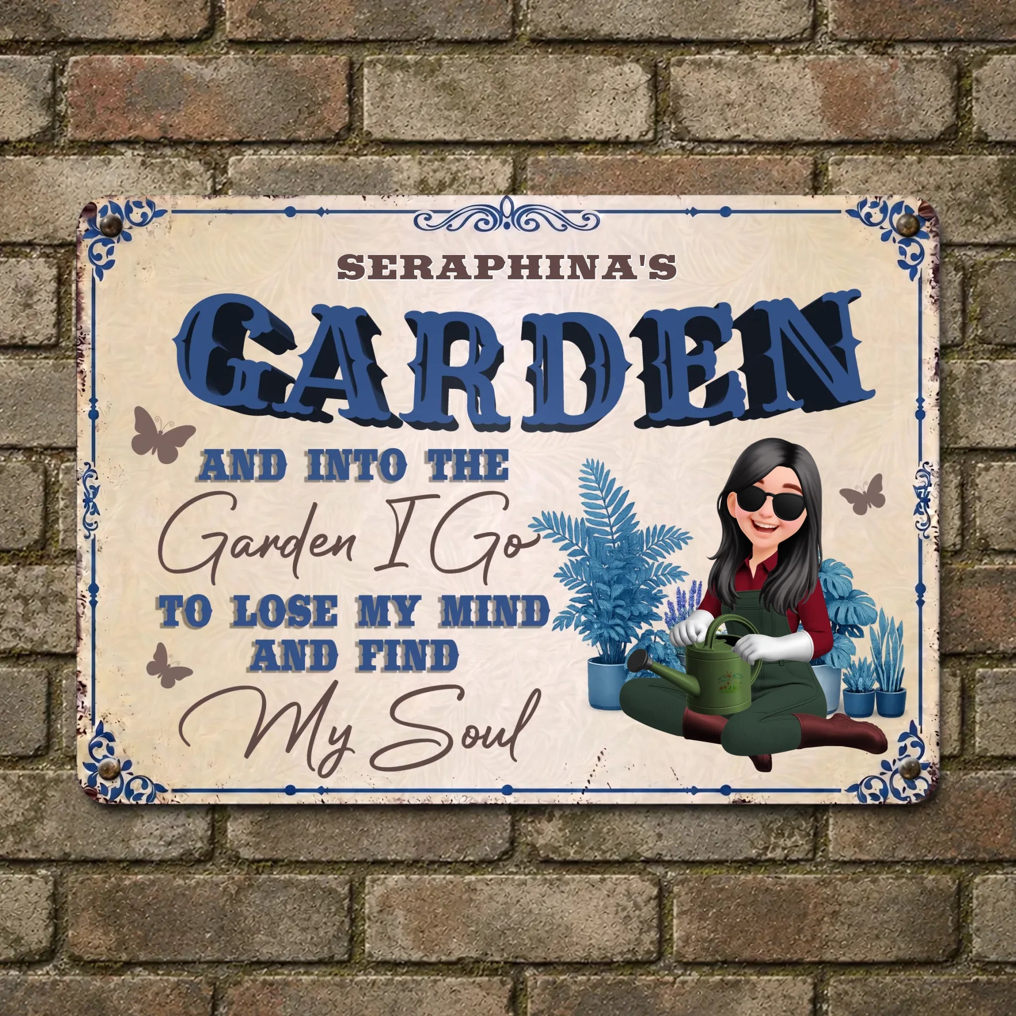 Unique Personalized Backyard Garden Metal Signs – Retro Cobalt Decor Gift