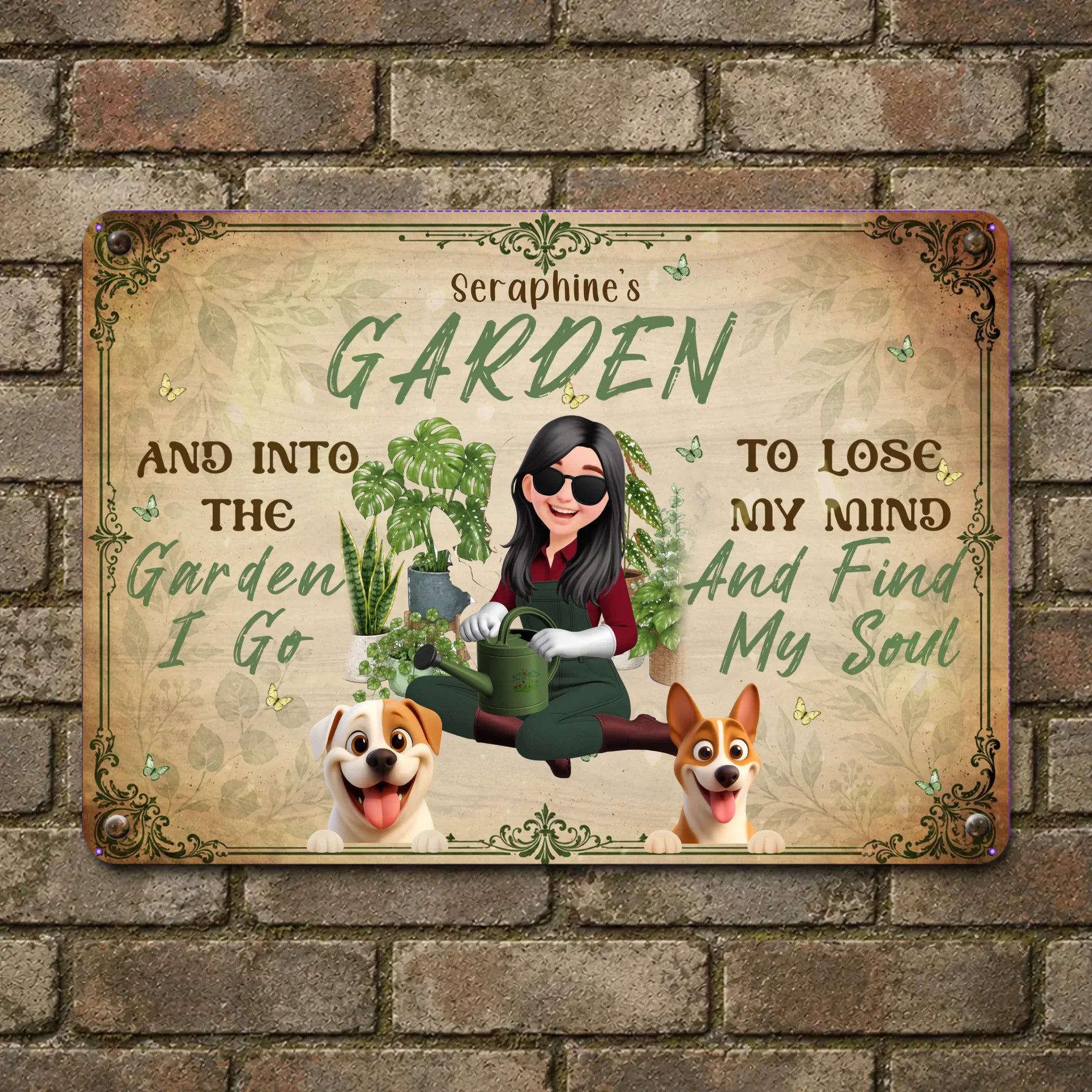 Into The Garden I Go Metal Signs – Bespoke Gift For Gardeners And Dog Lovers