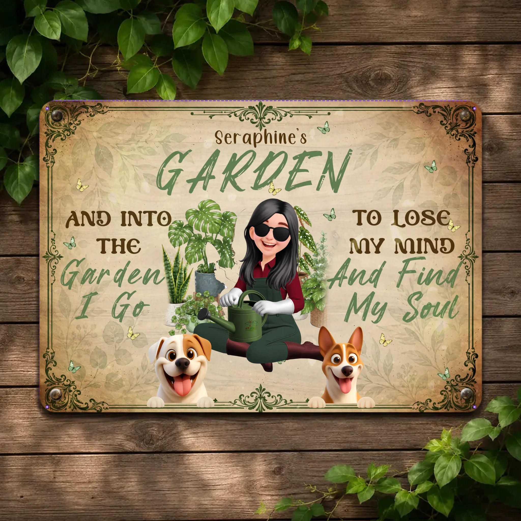 Into The Garden I Go Metal Signs – Bespoke Gift For Gardeners And Dog Lovers