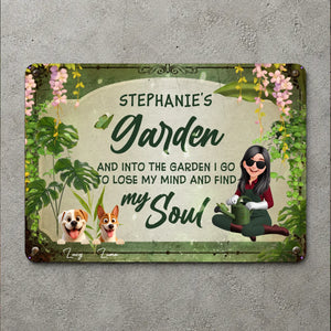 Unique Personalized Garden Metal Signs – Retro Sitting Lady Outdoor