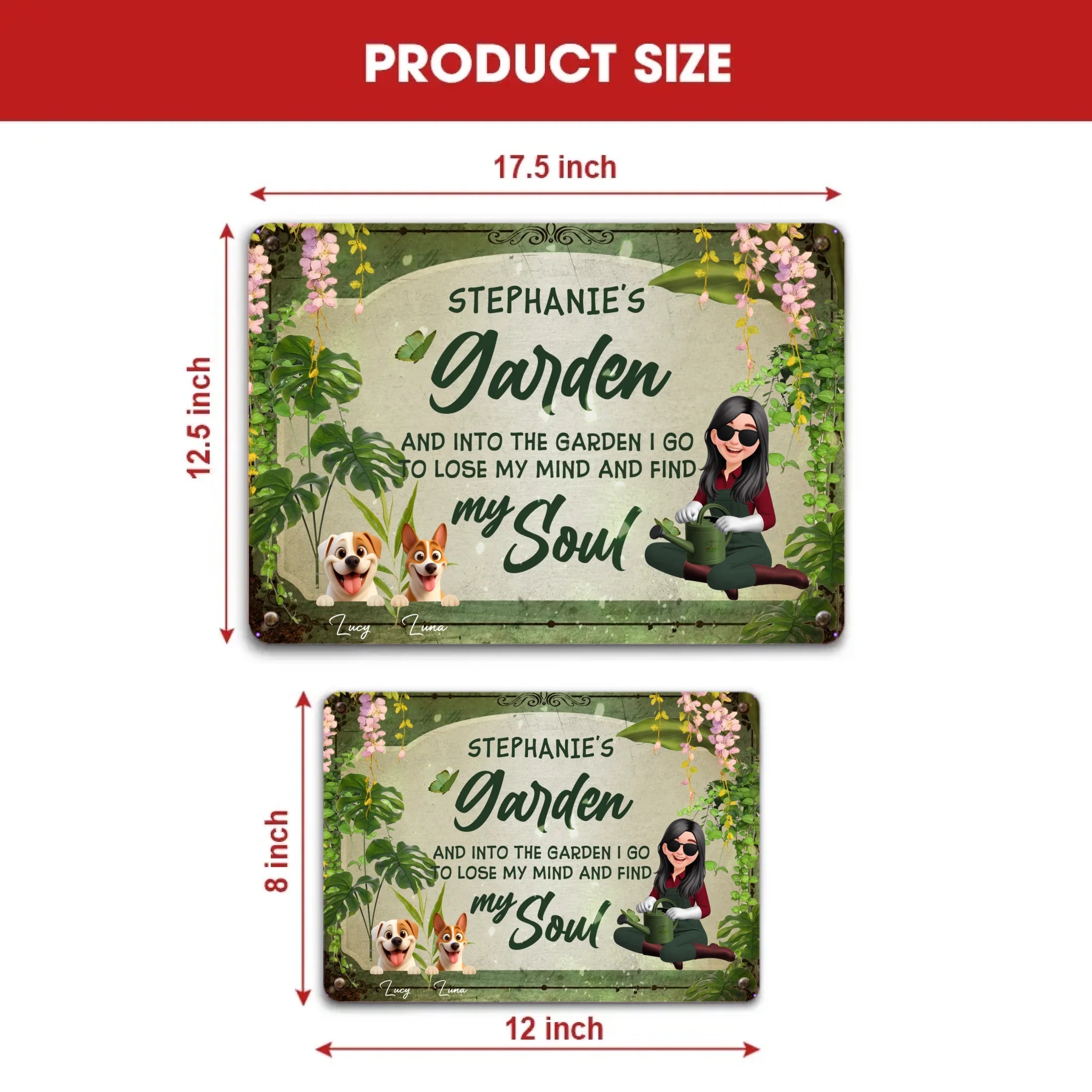 Unique Personalized Garden Metal Signs – Retro Sitting Lady Outdoor
