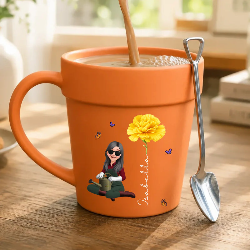 Unique Plant Pot Ceramic Mug – Custom Flower For Gardeners