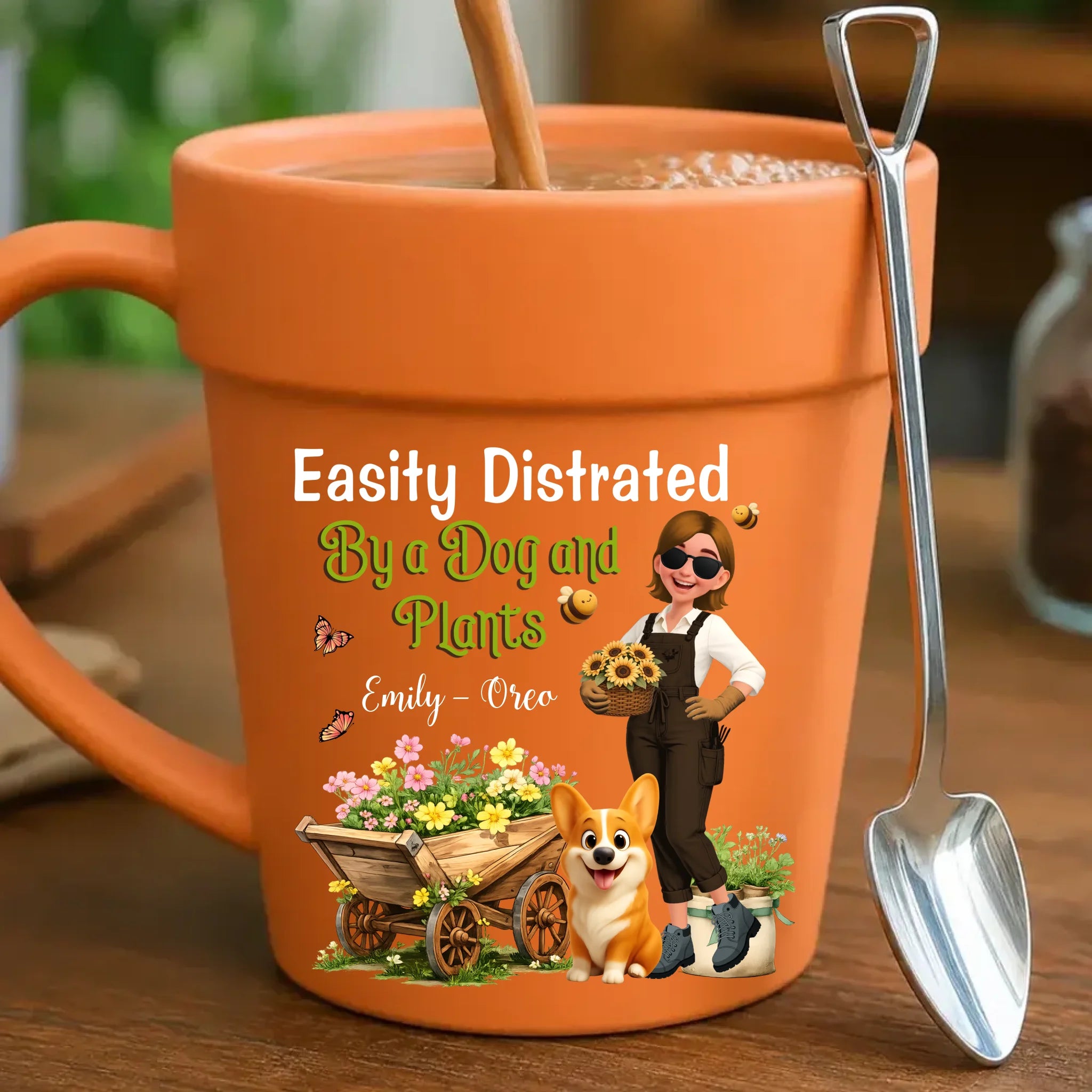 Plant Pot Ceramic Mugs – Custom Easily Distracted By A Dog And Plants