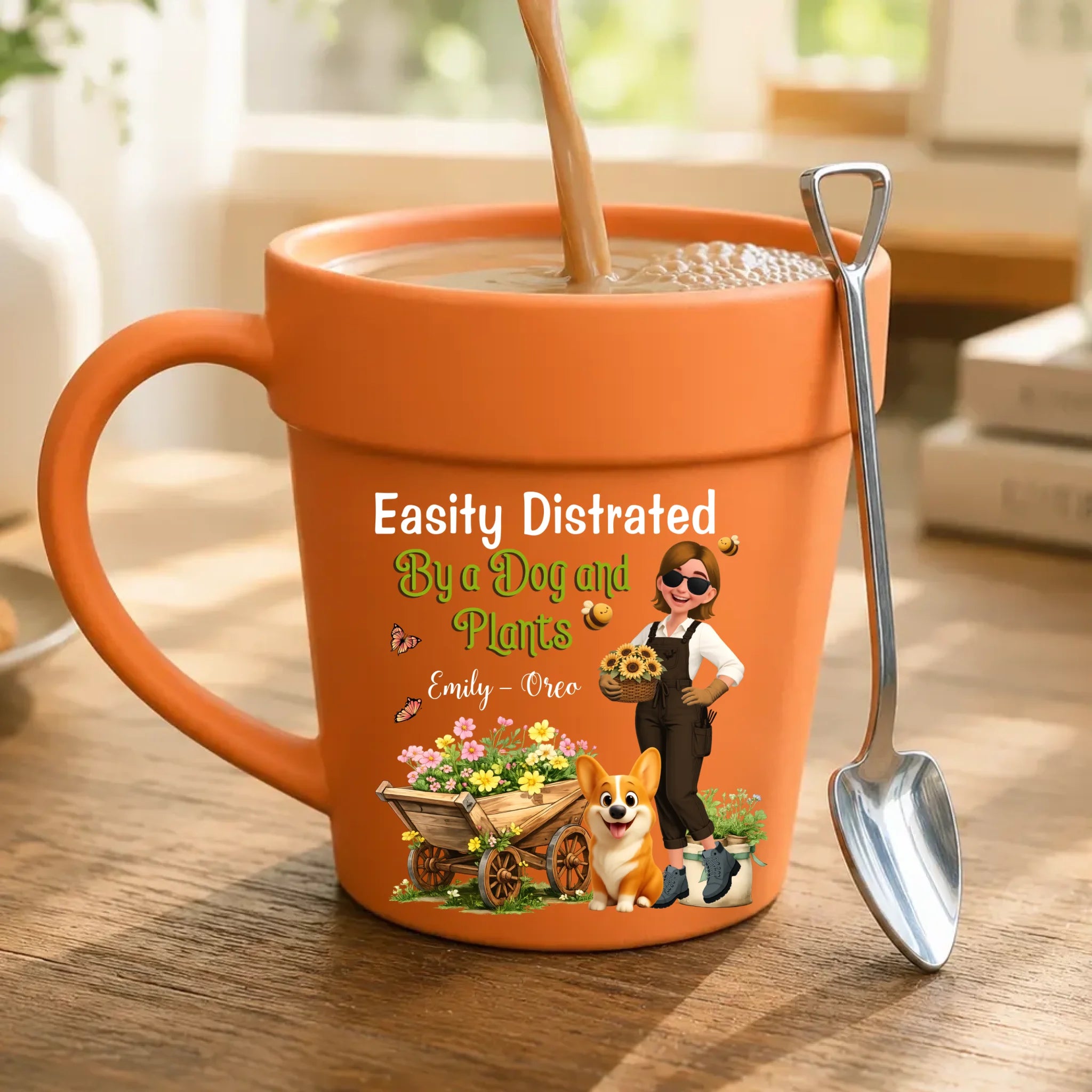 Plant Pot Ceramic Mugs – Custom Easily Distracted By A Dog And Plants