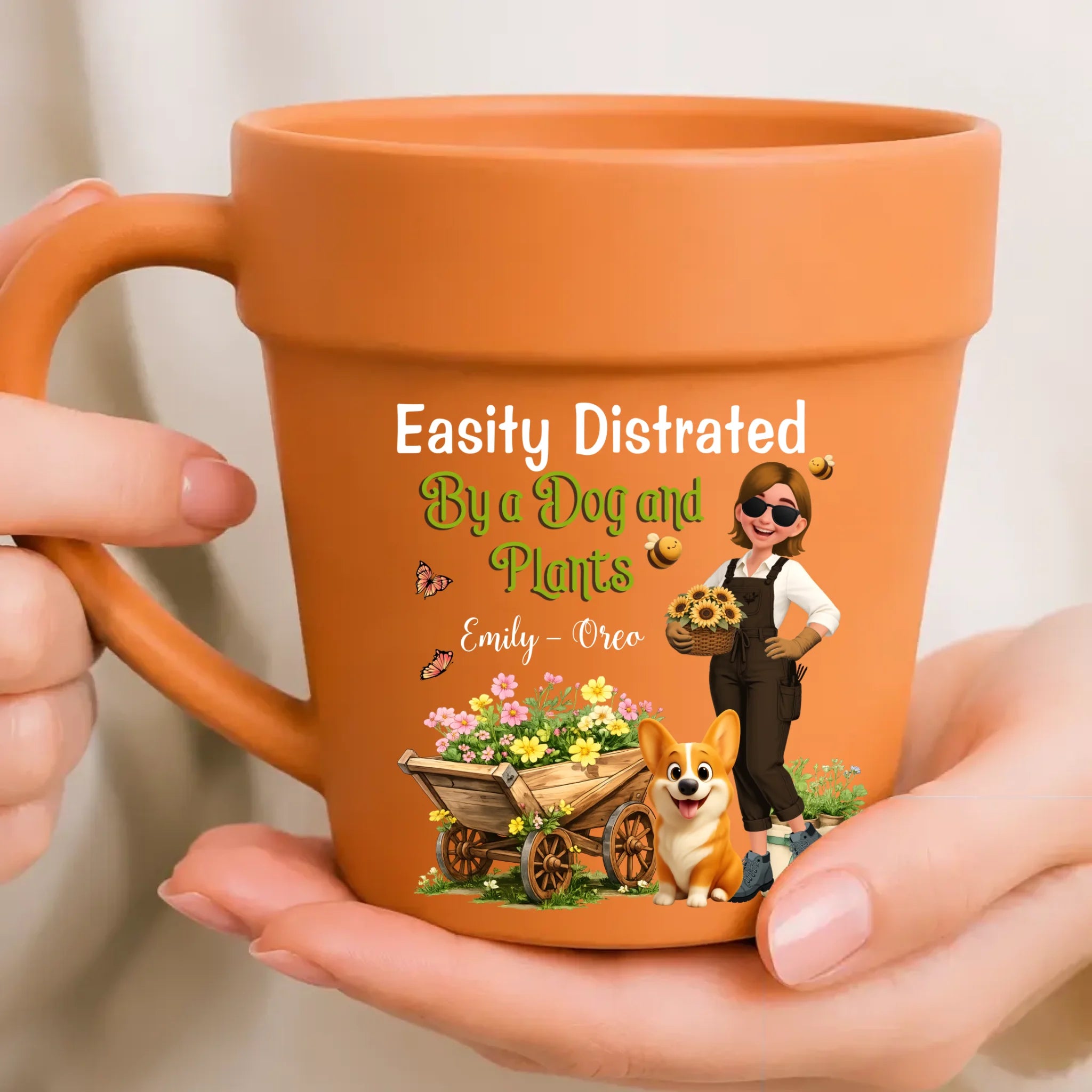 Plant Pot Ceramic Mugs – Custom Easily Distracted By A Dog And Plants