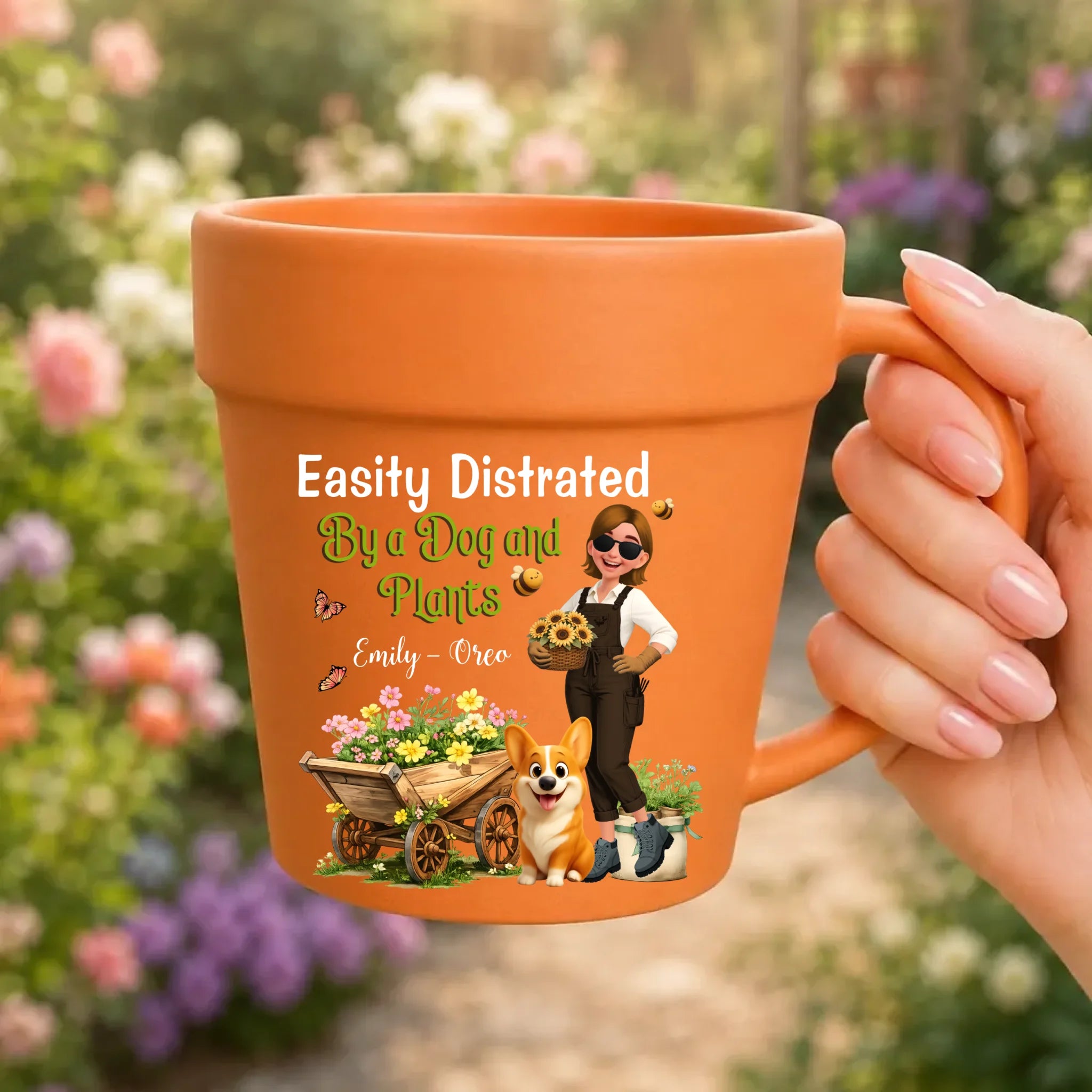 Plant Pot Ceramic Mugs – Custom Easily Distracted By A Dog And Plants