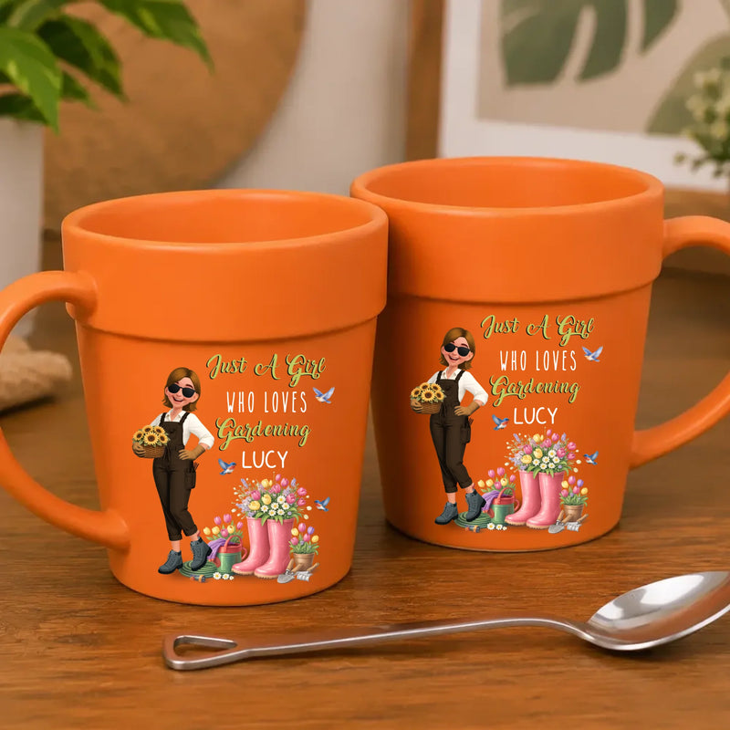 Just A Girl Who Loves Gardening Cup - Plant Pot Mugs Customized