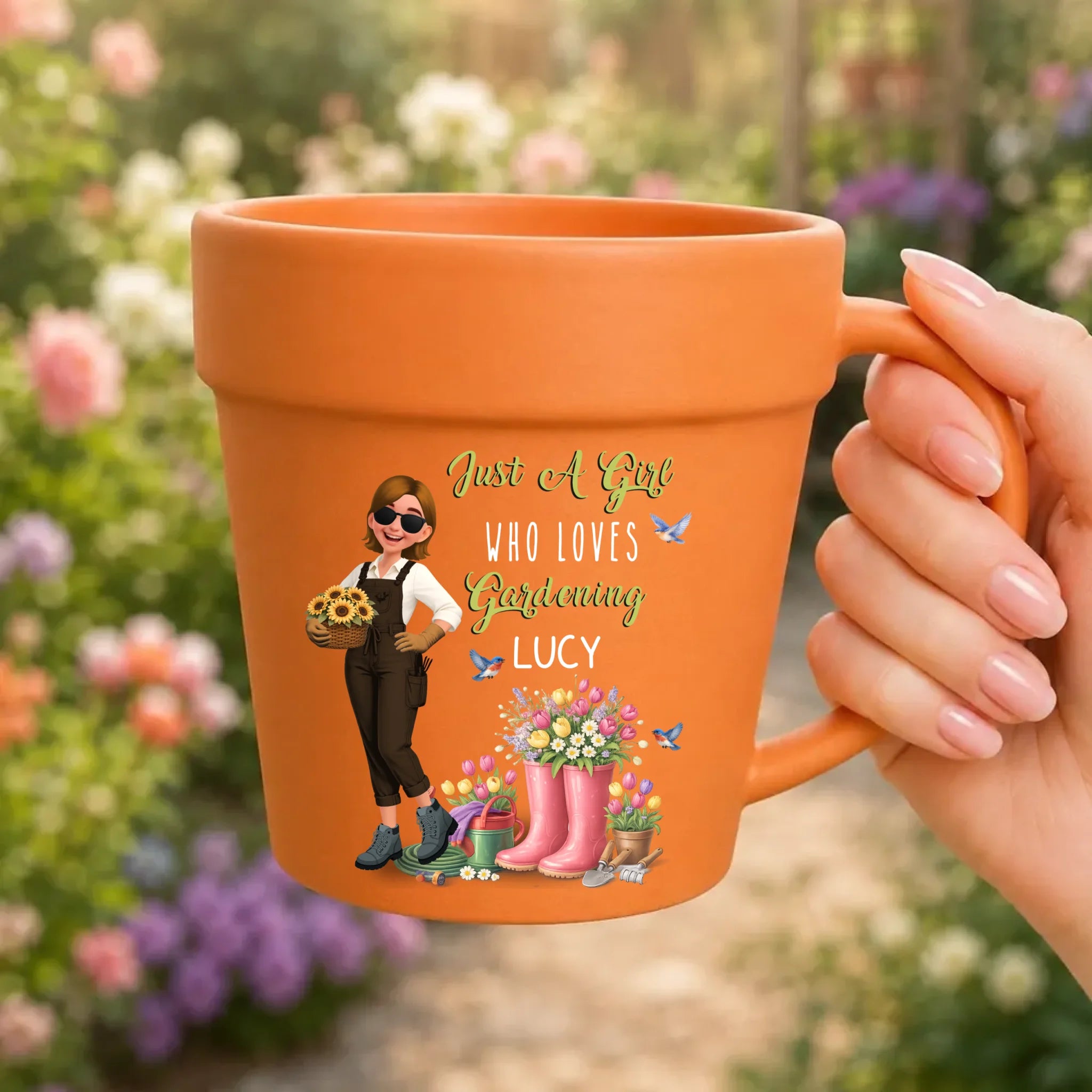 Just A Girl Who Loves Gardening Cup - Plant Pot Mugs Customized