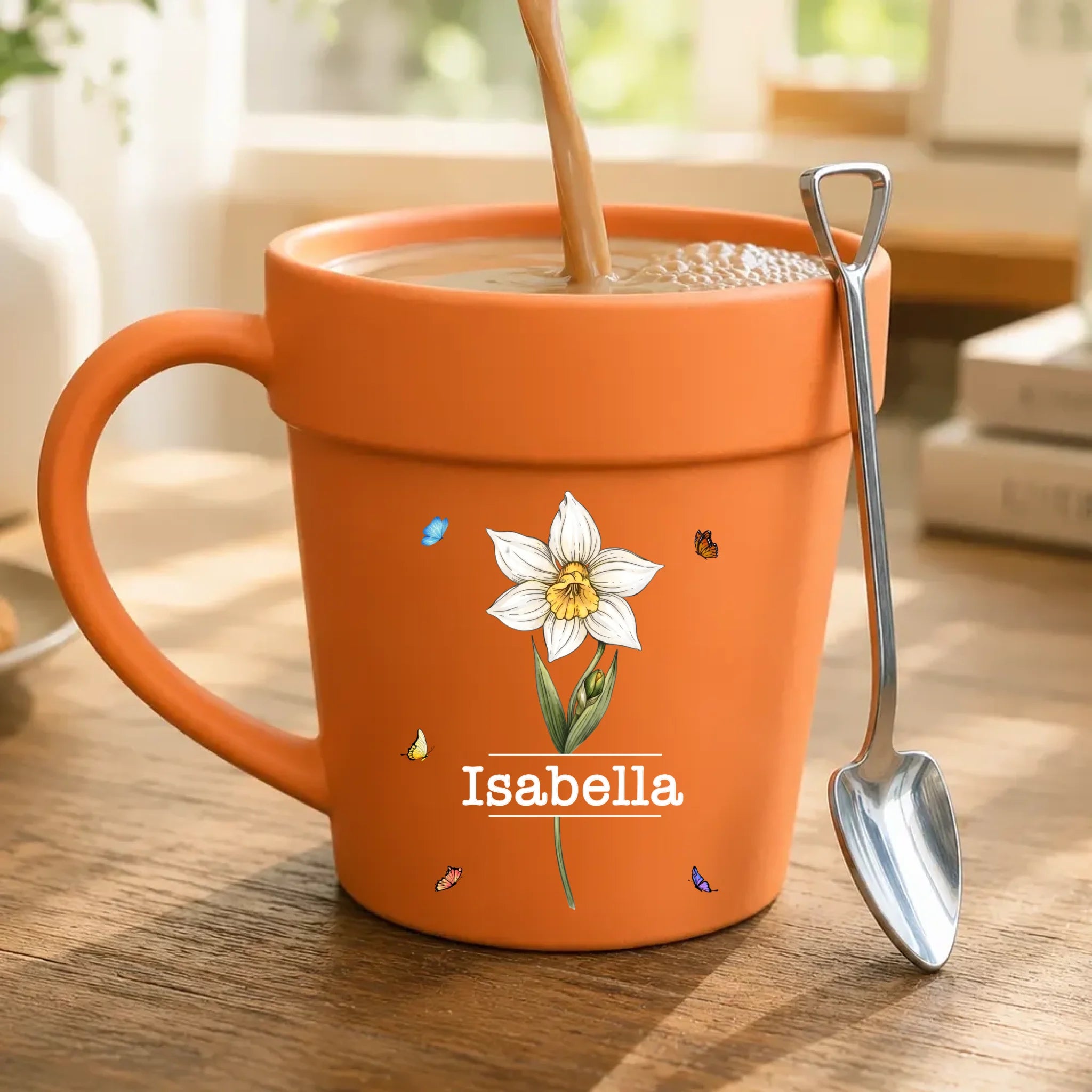 Birth Flower Ceramic Mugs – Custom Name For Gardener Gift