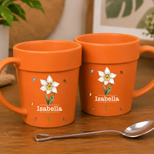 Birth Flower Ceramic Mugs – Custom Name For Gardener Gift