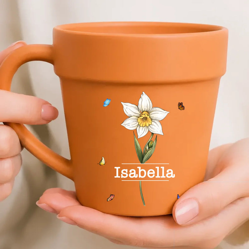 Birth Flower Ceramic Mugs – Custom Name For Gardener Gift