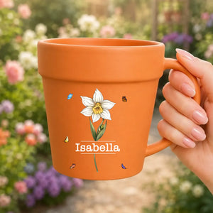 Birth Flower Ceramic Mugs – Custom Name For Gardener Gift