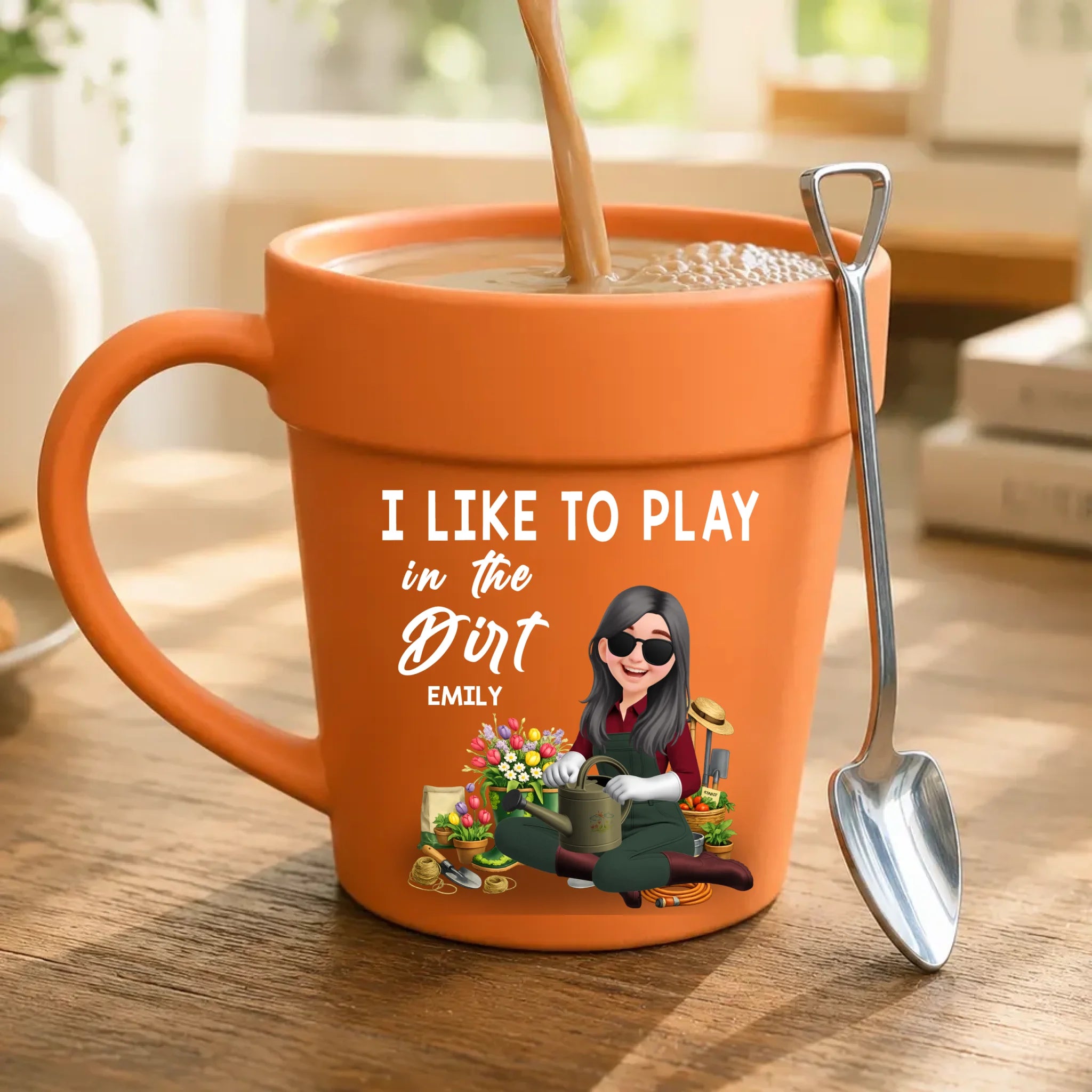 I Like To Play In The Dirt Mugs – Custom Name Plant Pot Ceramic Cup