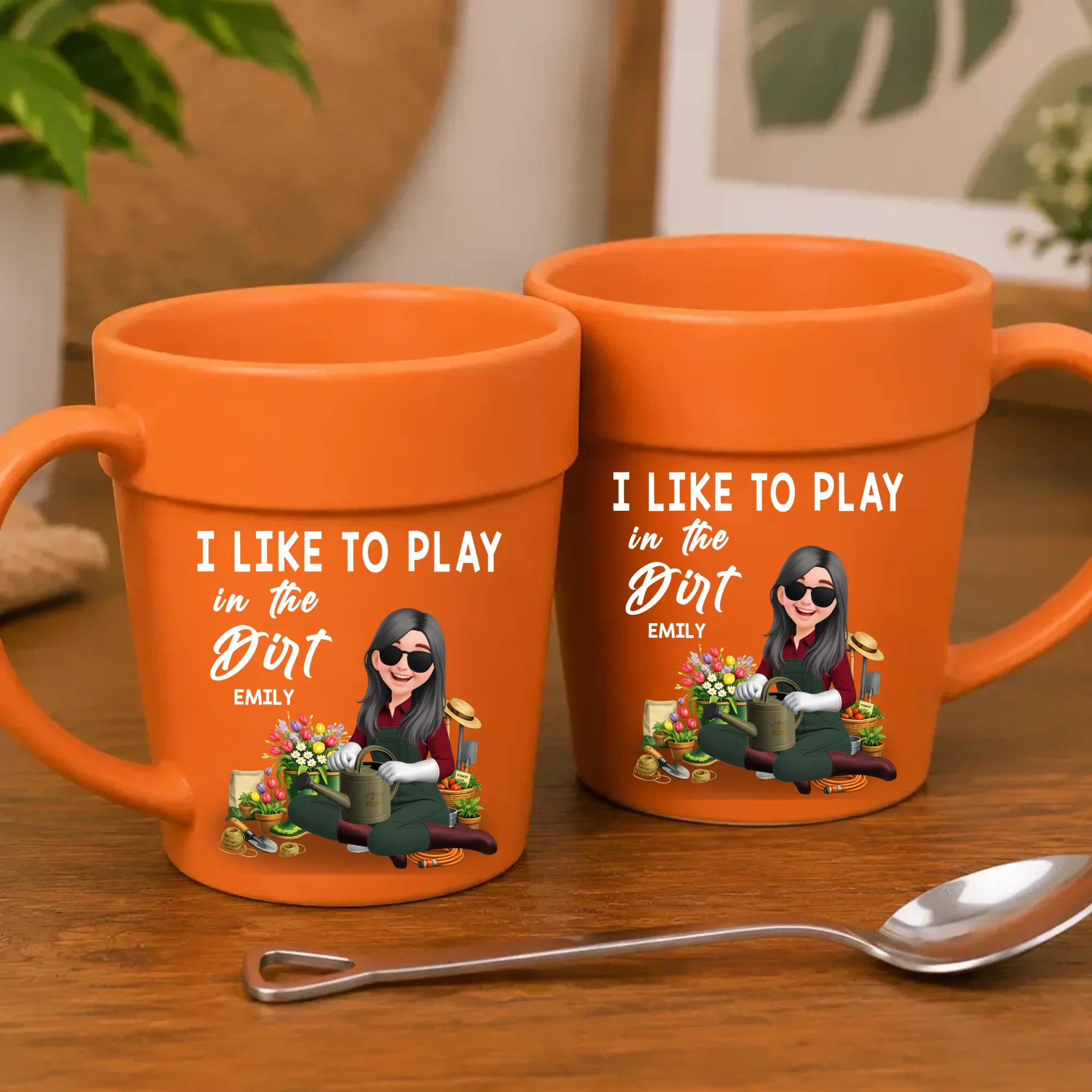 I Like To Play In The Dirt Mugs – Custom Name Plant Pot Ceramic Cup