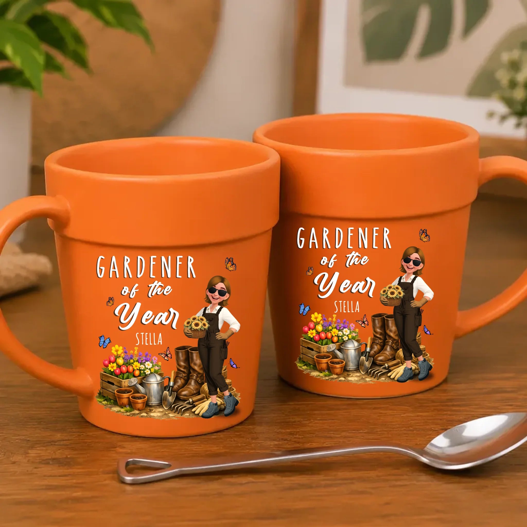 Personalized Garden Theme Ceramic Mugs –  Gardener Of The Year Gift