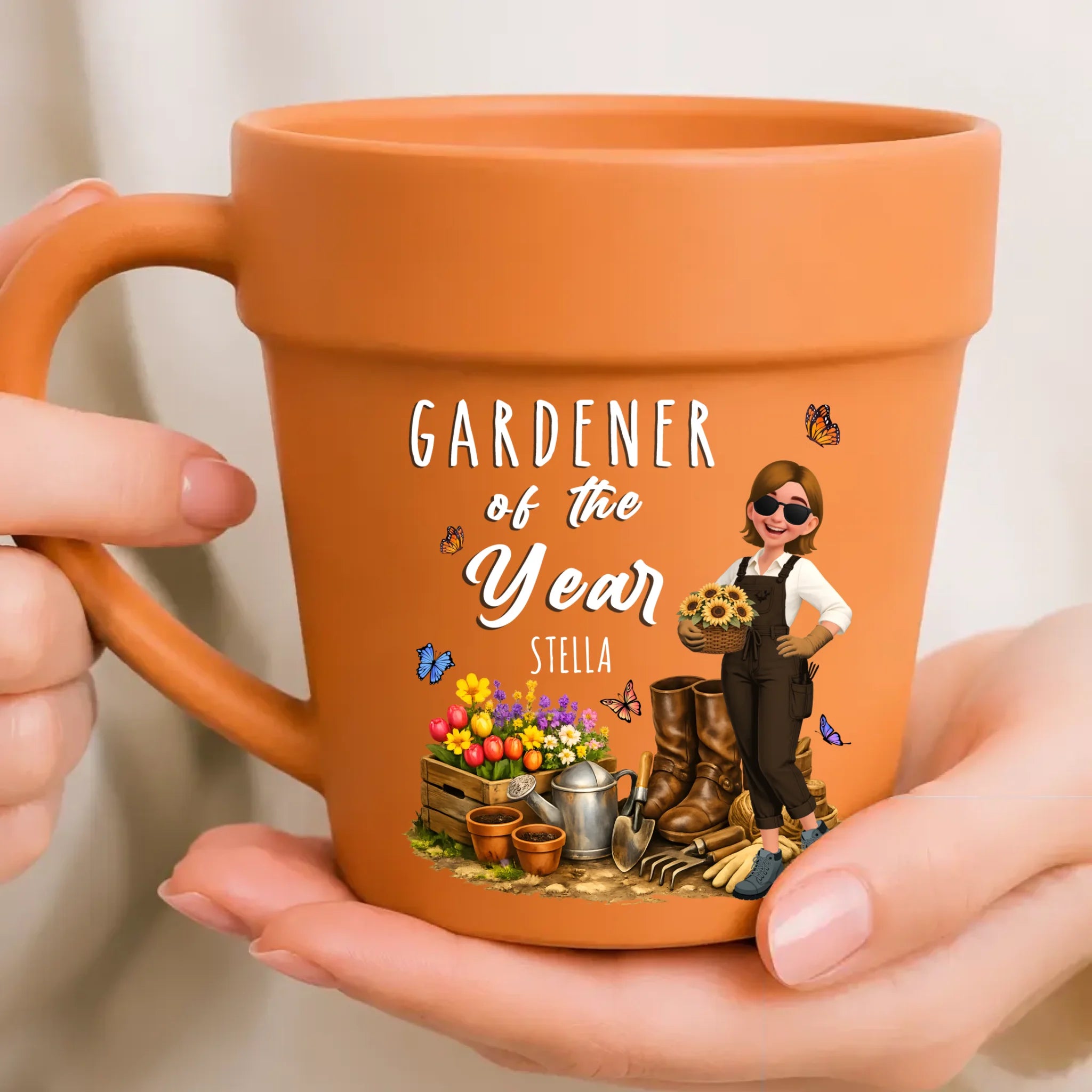 Personalized Garden Theme Ceramic Mugs –  Gardener Of The Year Gift