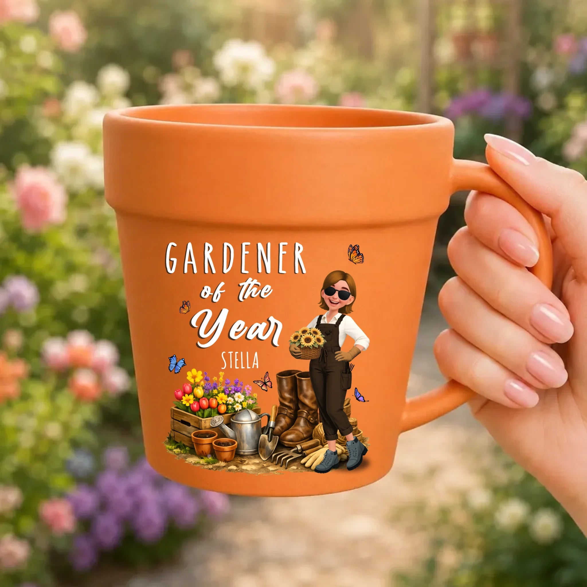 Personalized Garden Theme Ceramic Mugs –  Gardener Of The Year Gift