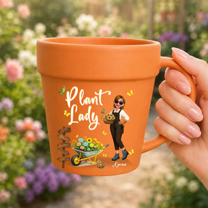 Personalized Plant Lady Mugs – Yellow Wheelbarrow Flower Pot Cup
