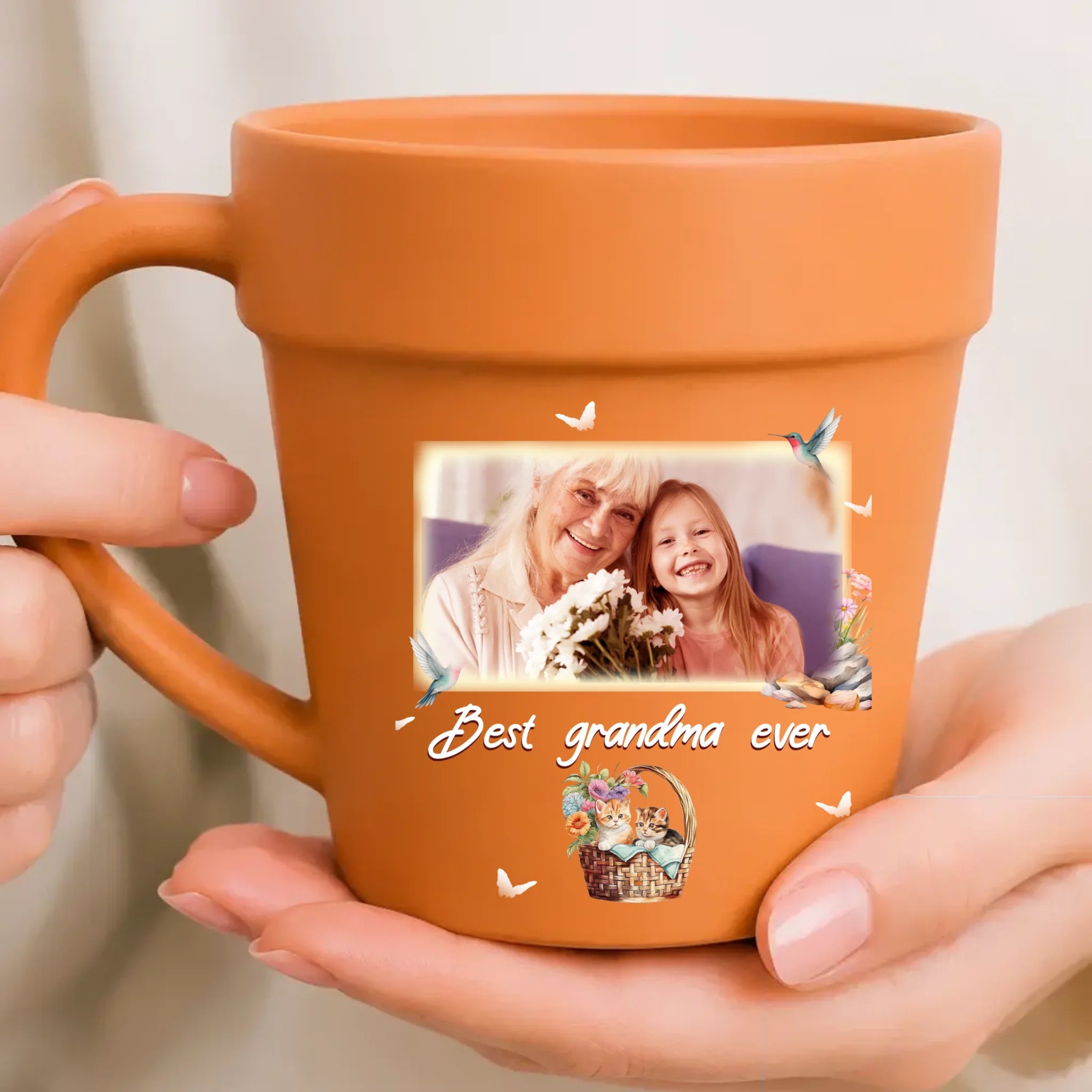 Bespoke Plant Pot Ceramic Mugs – Photo Upload Best Grandma Ever