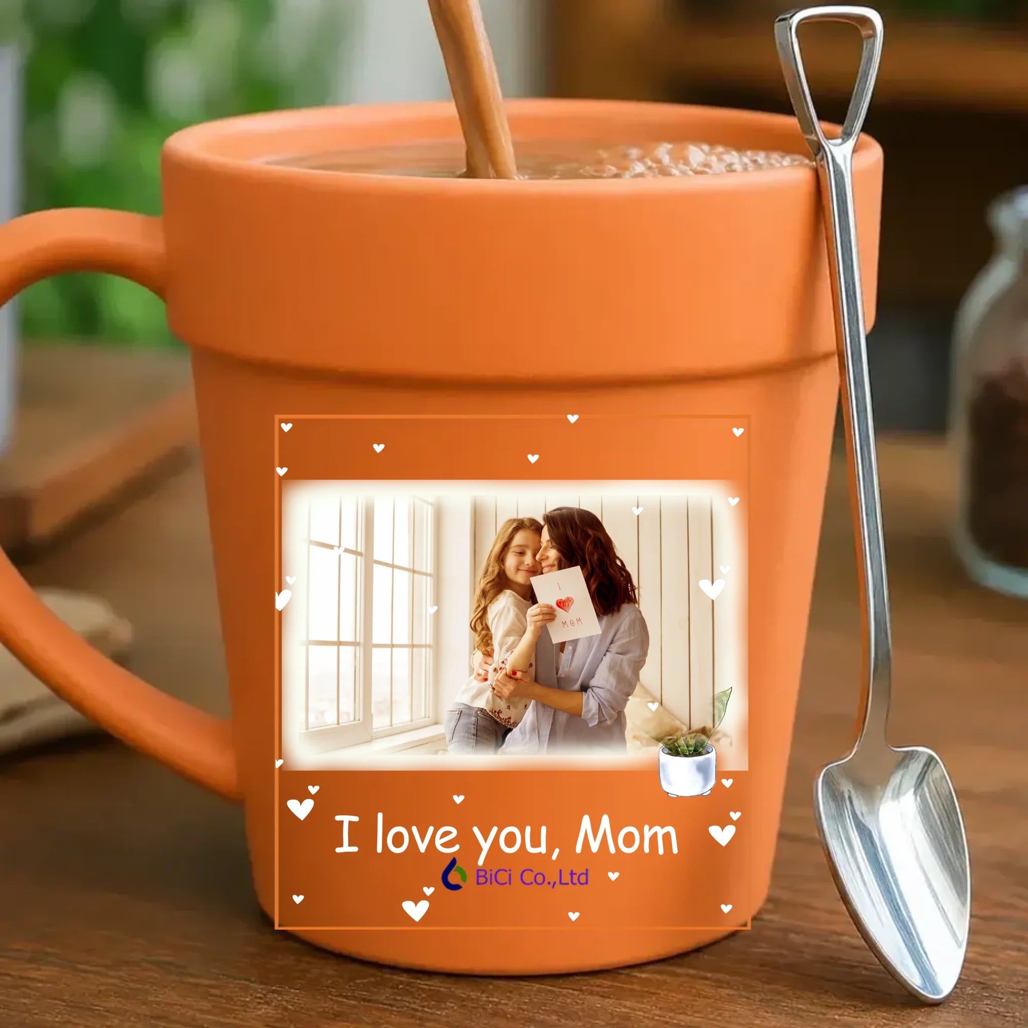 Custom Photo Upload Plant Pot Ceramic Mugs - I Love You Mom
