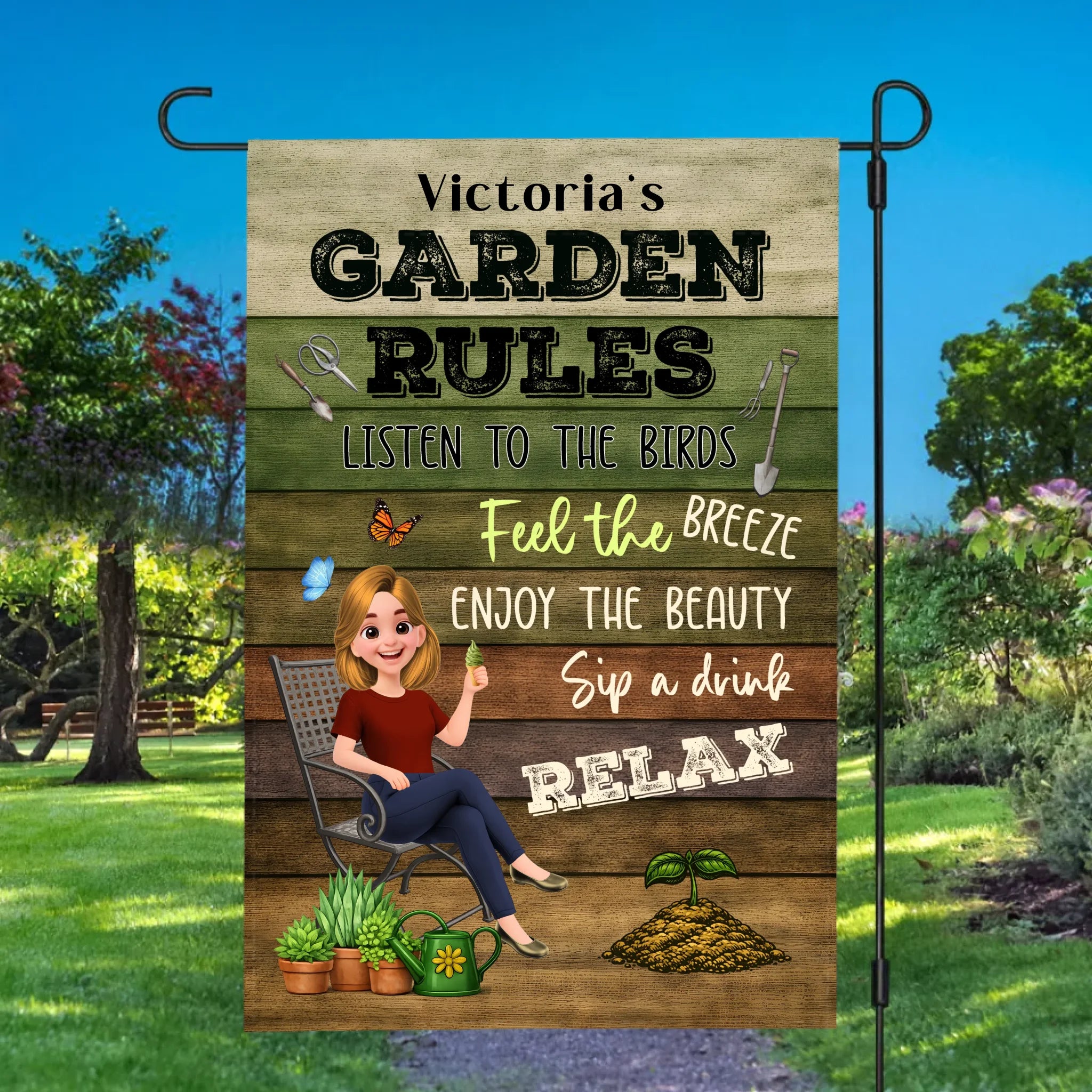Custom Garden Flag – Funny Garden Rules Gift For Gardeners
