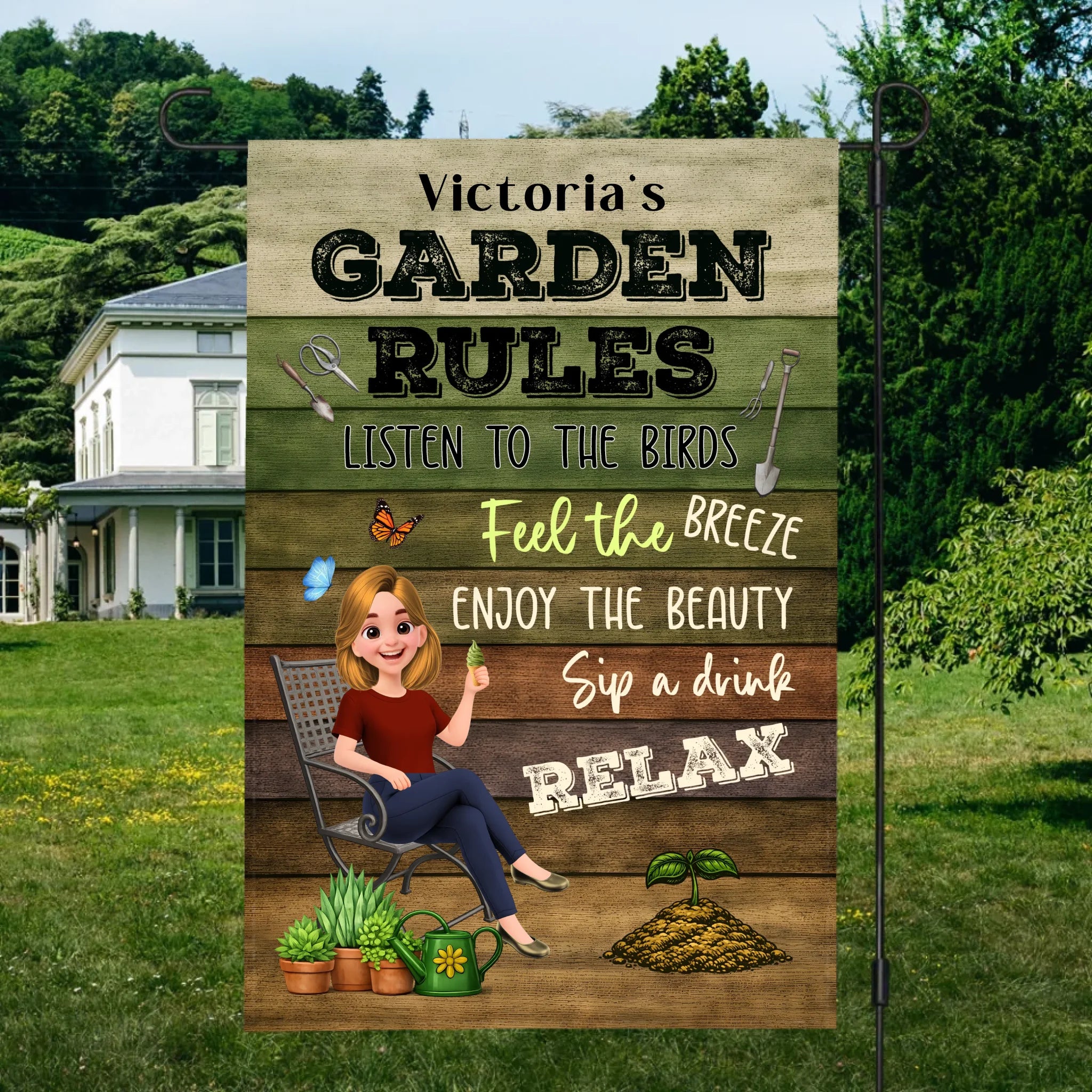 Custom Garden Flag – Funny Garden Rules Gift For Gardeners